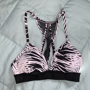 PINK black and white sports bra